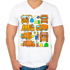 PRINTFASHION Kukásautók - Férfi V-nyakú póló - Fehér férfi póló