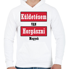 PRINTFASHION Küldetés!  - Férfi kapucnis pulóver - Fehér férfi pulóver, kardigán