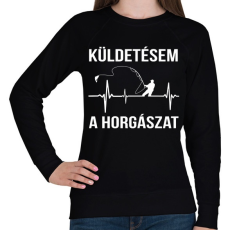 PRINTFASHION Küldetésem a horgászat - Női pulóver - Fekete