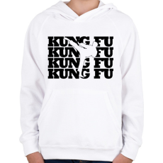 PRINTFASHION Kung fu - Gyerek kapucnis pulóver - Fehér