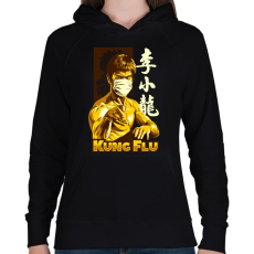 PRINTFASHION Kung Fu maszkban - Női kapucnis pulóver - Fekete