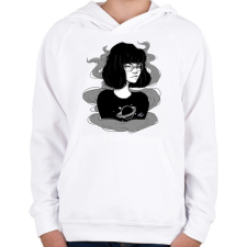PRINTFASHION Kuro - Gyerek kapucnis pulóver - Fehér gyerek pulóver, kardigán