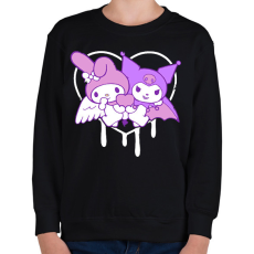PRINTFASHION kuromi és my melody - Gyerek pulóver - Fekete