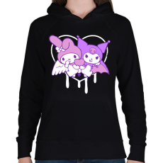 PRINTFASHION kuromi és my melody - Női kapucnis pulóver - Fekete