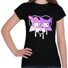 PRINTFASHION kuromi és my melody - Női póló - Fekete női póló