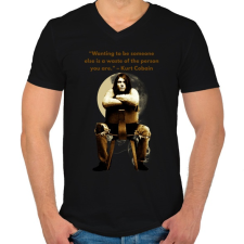 PRINTFASHION kurt cobain quotes - Férfi V-nyakú póló - Fekete férfi póló