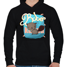 PRINTFASHION kurwa bober - Férfi kapucnis pulóver - Fekete férfi pulóver, kardigán