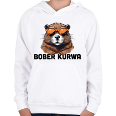 PRINTFASHION Kurwa Bober - Gyerek kapucnis pulóver - Fehér