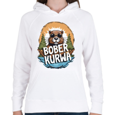 PRINTFASHION Kurwa Bober - Női kapucnis pulóver - Fehér