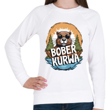 PRINTFASHION Kurwa Bober - Női pulóver - Fehér női pulóver, kardigán