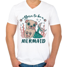 PRINTFASHION Kutya aki sellőnek született - Férfi V-nyakú póló - Fehér férfi póló