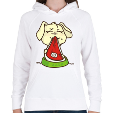 PRINTFASHION Kutya eszik - Női kapucnis pulóver - Fehér