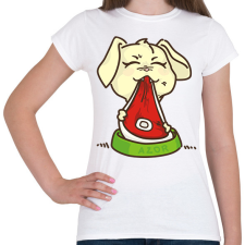 PRINTFASHION Kutya eszik - Női póló - Fehér női póló