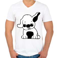 PRINTFASHION Kutya - Férfi V-nyakú póló - Fehér