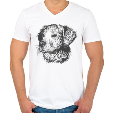 PRINTFASHION Kutya  - Férfi V-nyakú póló - Fehér férfi póló