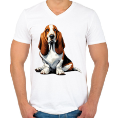 PRINTFASHION Kutya  - Férfi V-nyakú póló - Fehér