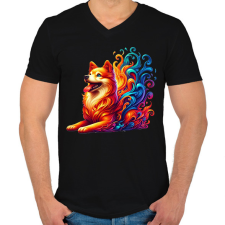 PRINTFASHION Kutya - Férfi V-nyakú póló - Fekete férfi póló