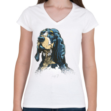 PRINTFASHION Kutya - Női V-nyakú póló - Fehér női póló