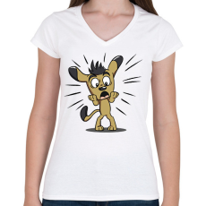 PRINTFASHION Kutya  - Női V-nyakú póló - Fehér