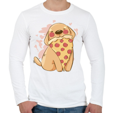 PRINTFASHION Kutya pizzával - Férfi hosszú ujjú póló - Fehér férfi póló