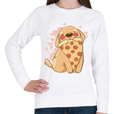 PRINTFASHION Kutya pizzával - Női pulóver - Fehér női pulóver, kardigán