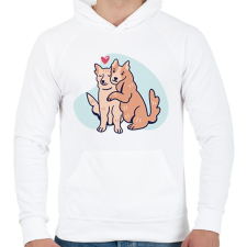 PRINTFASHION Kutya szerelem - Férfi kapucnis pulóver - Fehér férfi pulóver, kardigán