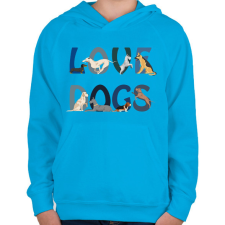 PRINTFASHION Kutya szeretet - Gyerek kapucnis pulóver - Azúrkék gyerek pulóver, kardigán