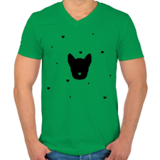 PRINTFASHION Kutya szívekkel - Férfi V-nyakú póló - Zöld férfi póló