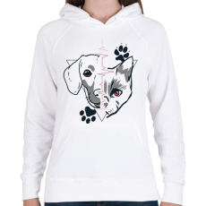 PRINTFASHION Kutyák és macskák  - Női kapucnis pulóver - Fehér