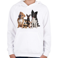 PRINTFASHION Kutyák - Gyerek kapucnis pulóver - Fehér