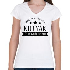 PRINTFASHION Kutyákkal foglalkozok - Női V-nyakú póló - Fehér