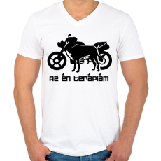 PRINTFASHION kutyamotor2 - Férfi V-nyakú póló - Fehér