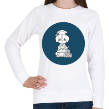 PRINTFASHION Kutyás diplomás minta - Női pulóver - Fehér női pulóver, kardigán