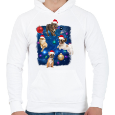 PRINTFASHION Kutyás karácsony - Férfi kapucnis pulóver - Fehér férfi pulóver, kardigán