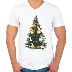 PRINTFASHION Kutyás karácsonyfa - Férfi V-nyakú póló - Fehér