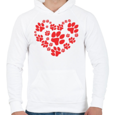 PRINTFASHION Kutyás mancsok - Férfi kapucnis pulóver - Fehér