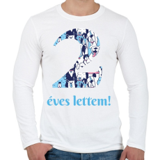PRINTFASHION Kutyás minta - Számmal - Férfi hosszú ujjú póló - Fehér