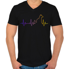 PRINTFASHION Kutyás szívdobbanás - Férfi V-nyakú póló - Fekete férfi póló