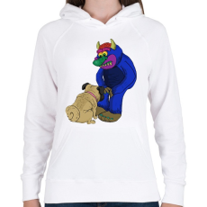 PRINTFASHION Kutyus az ördöggel  - Női kapucnis pulóver - Fehér