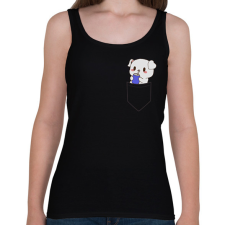 PRINTFASHION Kutyus zsebben páros minta - Női atléta - Fekete női trikó