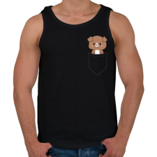 PRINTFASHION Kutyus zsebben páros minta - pizza - Férfi atléta - Fekete atléta, trikó