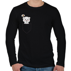 PRINTFASHION Kutyus zsebben páros minta - pizza - Férfi hosszú ujjú póló - Fekete
