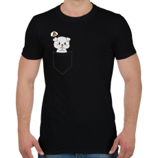 PRINTFASHION Kutyus zsebben páros minta - pizza - Férfi póló - Fekete