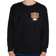 PRINTFASHION Kutyus zsebben páros minta - pizza - Gyerek pulóver - Fekete gyerek pulóver, kardigán