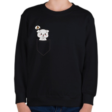 PRINTFASHION Kutyus zsebben páros minta - pizza - Gyerek pulóver - Fekete gyerek pulóver, kardigán