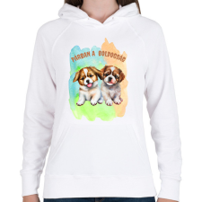 PRINTFASHION kutyusok párban - Női kapucnis pulóver - Fehér női pulóver, kardigán