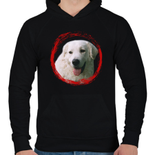 PRINTFASHION kuvasz kutyus - férfi - Férfi kapucnis pulóver - Fekete férfi pulóver, kardigán