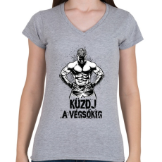 PRINTFASHION Küzdj a végsőkig - Női V-nyakú póló - Sport szürke