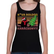 PRINTFASHION Kva boldog karácsonyt cica - Női atléta - Fekete női trikó