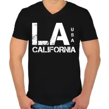 PRINTFASHION LA CALIFORNIA - Férfi V-nyakú póló - Fekete férfi póló